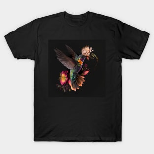 Fantasy Hummingbird with Flowers T-Shirt